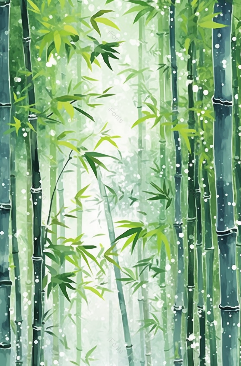 中国风雪中竹林手绘水彩画,插画/手绘图,插画/手绘图库,插画/手绘图下载,插画/手绘